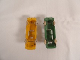(2) VINTAGE DIECAST CARS - GREEN AND YELLOW