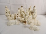 (12) PORCELAIN NATIVITY FIGURES WITH GOLD DETAILS AND MATTE FINISH