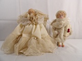 (2) VINTAGE ANGELS INCLUDING CHRISTMAS TREE TOPPER AND PORCELAIN DOLL