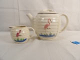 VINTAGE PORCELIER TEAPOT AND CREAMER