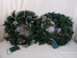 (2) LIGHTED CHRISTMAS WREATHS