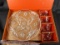 ANCHOR HOCKING EARLY AMERICAN PRESCUT (8) PIECE SNACK SET IN ORIGINAL BOX