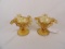 PAIR (2) OF AMBER L.E.SMITH RUFFLE CANDLE HOLDERS