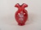 FENTON HAND PAINTED RUFFLED CRANBERRY VASE 2003 #976
