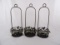 LOT OF (3) METAL PARTYLITE GARDEN LITES HANGING CANDLE HOLDERS IN  OLIVE LEAF AND HOLLY PATTERN