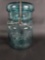 SMALL VINTAGE BALL IDEAL JAR IN BLUE WITH GLASS LID AND WIRE CLOSURE