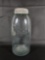 LARGE VINTAGE MASON'S JAR IN BLUE GLASS WITH ZINC TOP