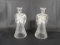 (2) LEAD CRYSTAL PRAYING ANGEL CANDLE STICK HOLDERS