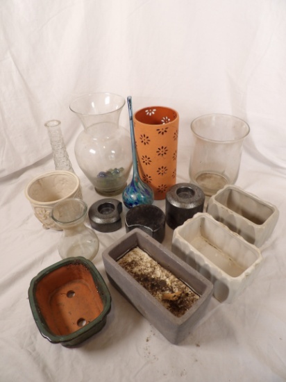 LOT OF VARIOUS VASES, PLANTERS, AND OUTDOOR DECOR