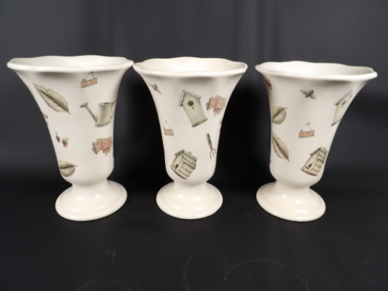 LOT OF (3) PFALTZGRAFF NATUREWOOD PARFAIT DISHES / VASES