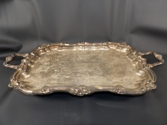 SILVER PLATE FOOTED SERVING PLATTER