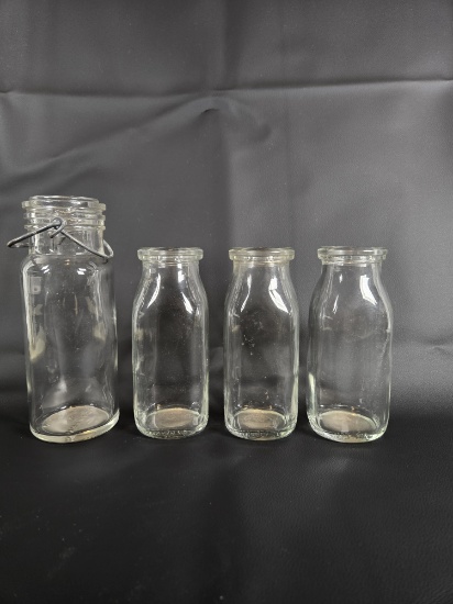 LOT OF (4) VINTAGE MILK BOTTLES
