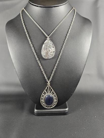 LOT OF (2) SILVERTONE NECKLACES