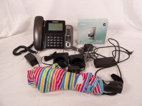 LOT OF ASSORTED ELECTRONICS AND UMBRELLA