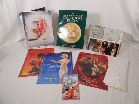 HUGE LOT OF PAPER EPHEMERA, BRADFORD EXCHANGE COLLECTORS BOOK 1977 AND VARIOUS PLATE ADVERTISEMENTS