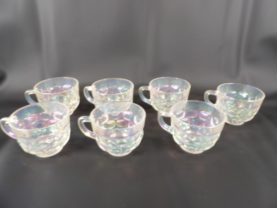 LOT OF (7) VINTAGE FEDERAL GLASS COLONIAL IRIDESCENT PUNCH CUPS