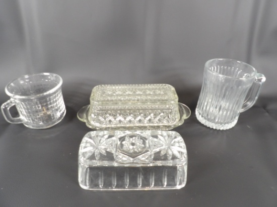 LOT OF (4) PIECES VINTAGE CLEAR GLASS