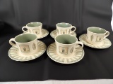 SET OF (5) PFLATZGRAFF NATUREWOOD TEA CUPS AND SAUCERS