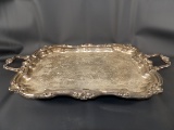 SILVER PLATE FOOTED SERVING PLATTER
