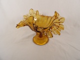 AMBER L.E.SMITH RUFFLE FOOTED BOWL