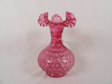 FENTON RUFFLE TOP THUMBPRINT VASE