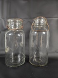 (2) LARGE VINTAGE GLASS JARS