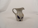 TINY WILLIAMSBURG POTTERY PITCHER BLUE LEAVES