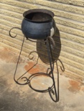 FOOTED CAST IRON POT WITH STAND
