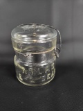 TINY VINTAGE ATLAS E-Z SEAL JAR WITH GLASS LID AND WIRE CLOSURE