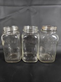 LOT OF (3) SQUARE ATLAS MASON JARS