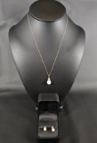 VINTAGE GOLD FILLED FLOATING OPAL NECKLACE AND EARRING SET