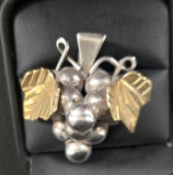 MEXICAN SILVER GRAPE CLUSTER PIN / PENDANT