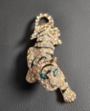 VINTAGE CRYSTAL ENCRUSTED TIGER PIN