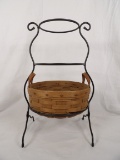 METAL LONGABERGER BOWL STAND WITH ROUND BASKET