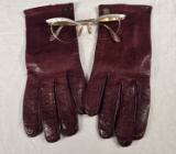 LADIES AIGNER LEATHER GLOVES WITH VINTAGE GLASSES