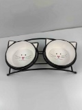 Cat Food Bowl Set with Stand