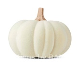 Harvest Cream Flocked Resin Decorative Pumpkin by Way To Celebrate