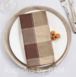 Square Cotton & Poly Blend Table Napkins with Stitched Plaid Design