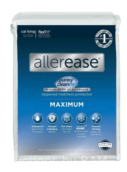 Allerease Maximum Allergy Relief Zippered Mattress Protector California King