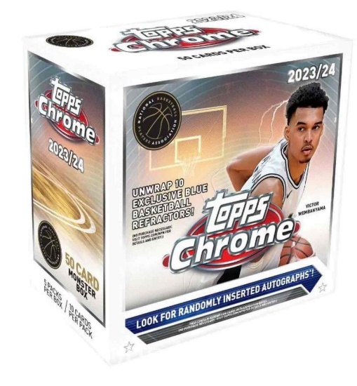 2023-24 Topps Chrome Basketball Monster Box Trading Cards Factory Sealed