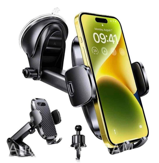 3in1 Car Phone Holder Mount, Super Suction Car Dash Windshield Air Vent Stand for All Smartphones