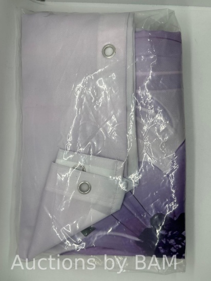 Lavender Purple Butterfly Flower White Floral Shower Curtain with Butterflies and Flowers Print
