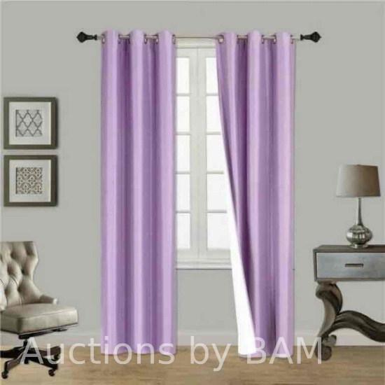 (SSS) 2-PC Lilac Solid Blackout Room Darkening Panel Curtain Set