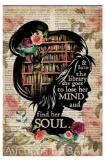 Vintage Metal Tin Sign Books Into The Library Vertical Poster
