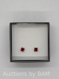 925 Sterling Silver Square Birthstone Stud Earrings