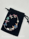 Anime Stitch Charm Bracelet Jewelry - Ohana Means Family Anime Cartoon Charm Bracelet Gifts for