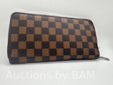 Checkered Zip Around Wallets for Women, Lady Phone Clutch Holder, PU Leather RFID Blocking with C...