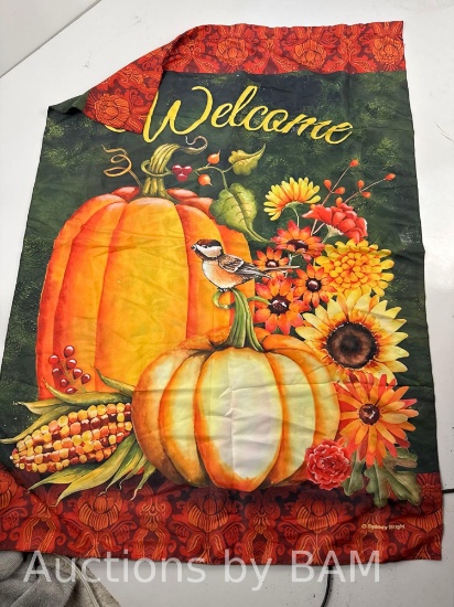 Large Pumpkin Welcome Cloth Double Sided