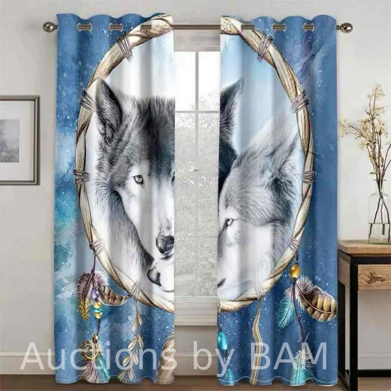 3D Wolf Printing Curtain Blackout
