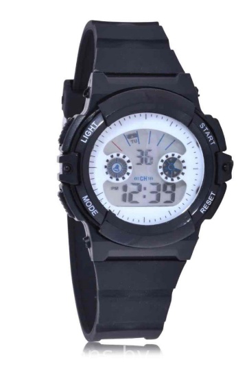 Wonder Nation Unisex LCD Watch with Silicone Strap in Black